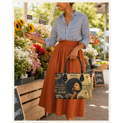Personalized She Who Kneels Before God – V1 Leather Handbag — C01 product image