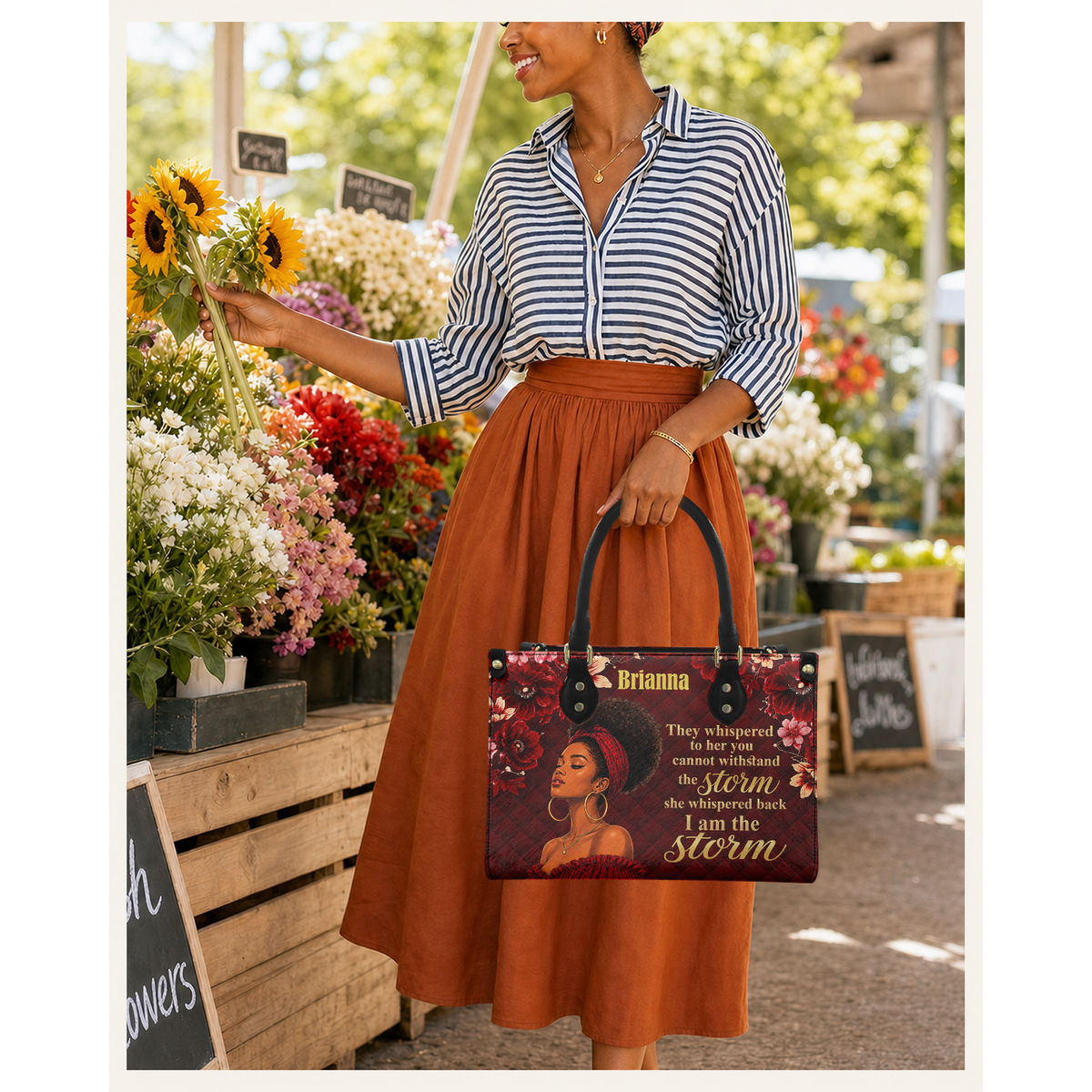 Personalized I Am The Storm – V1 Leather Handbag — C01 product image