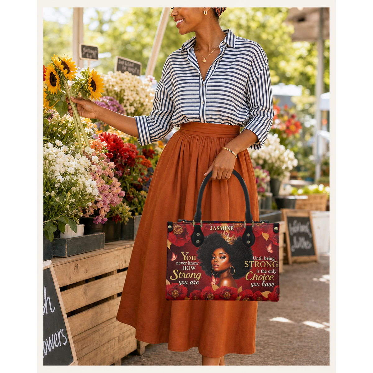 Personalized Strong Is The Only Choice Leather Handbag — C01 product image