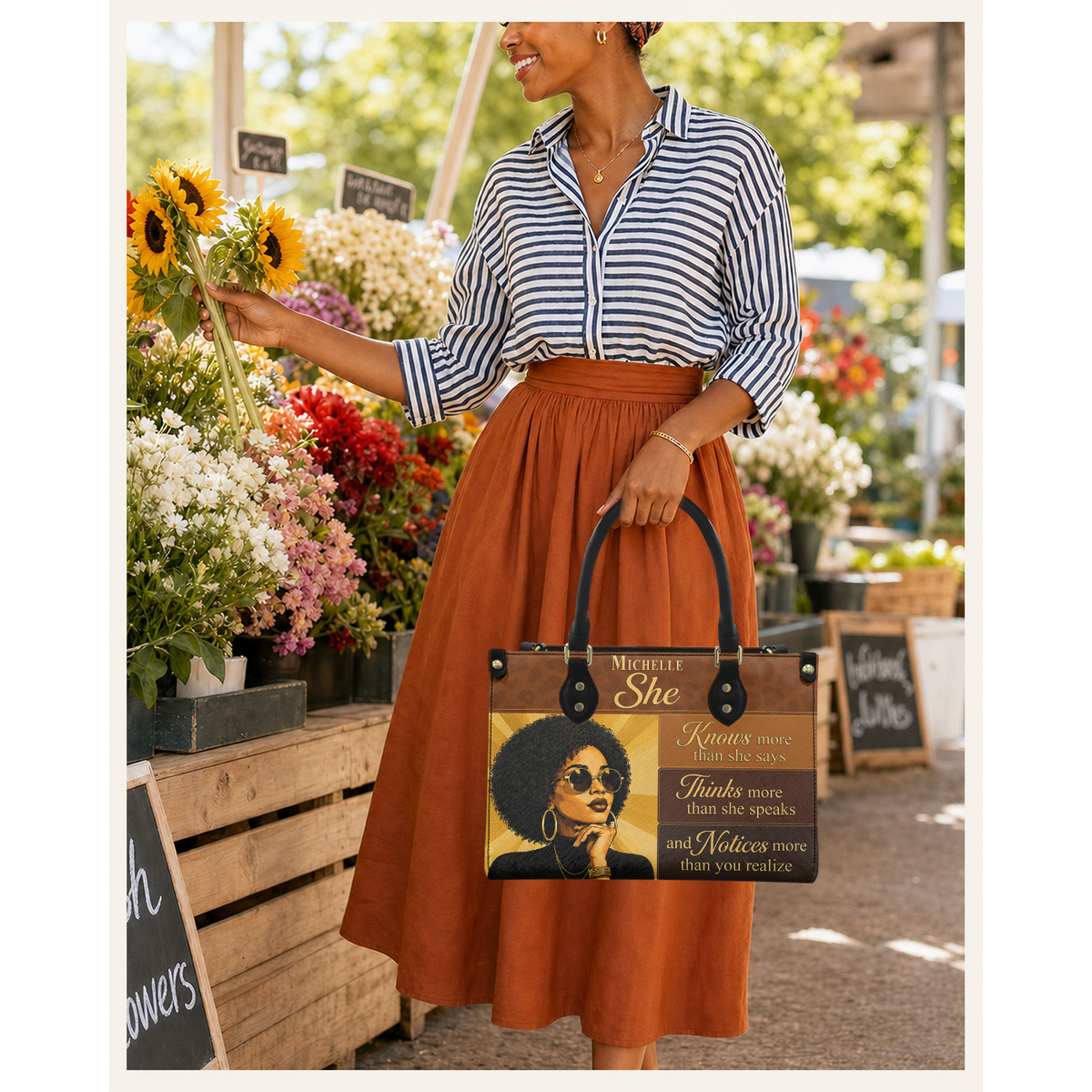 Personalized She Knows – V1 Leather Handbag — C01 product image