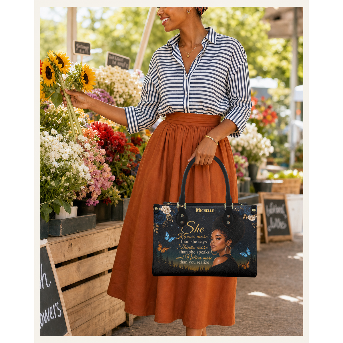 Personalized She Knows – V2 Leather Handbag — C01 product image