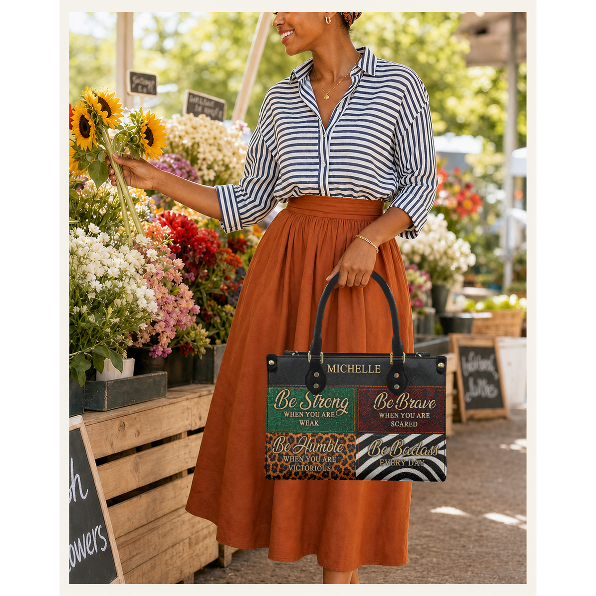 Personalized Be Strong, Brave, Humble & Badass Leather Handbag — C01 product image