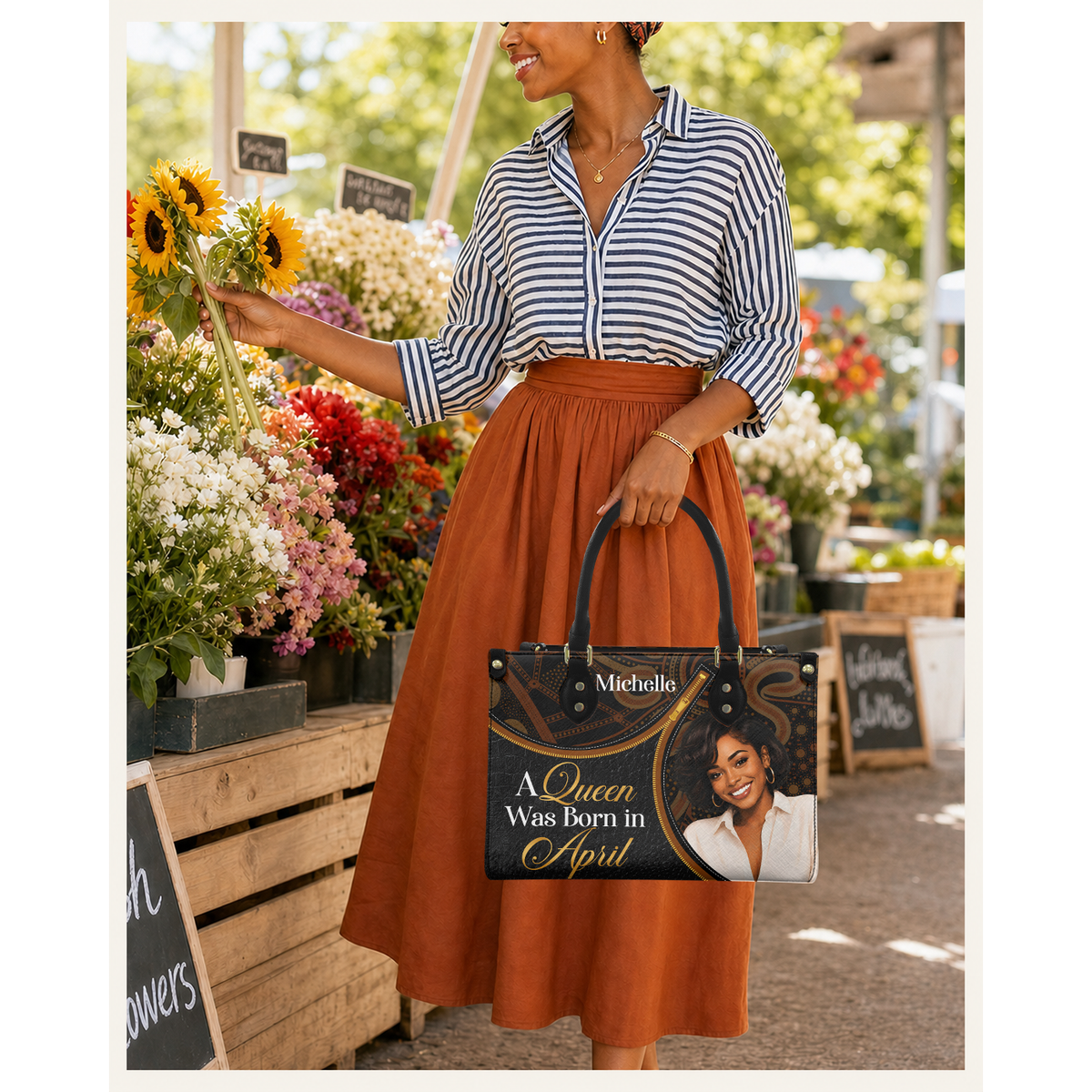 Personalized Birth Month Queen – V2 Leather Handbag — C01 product image
