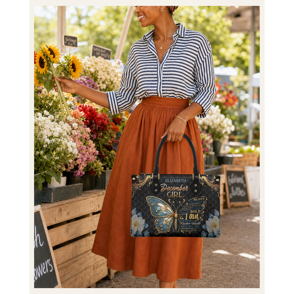 Personalized Birth Month Girl Leather Handbag — C01 product image