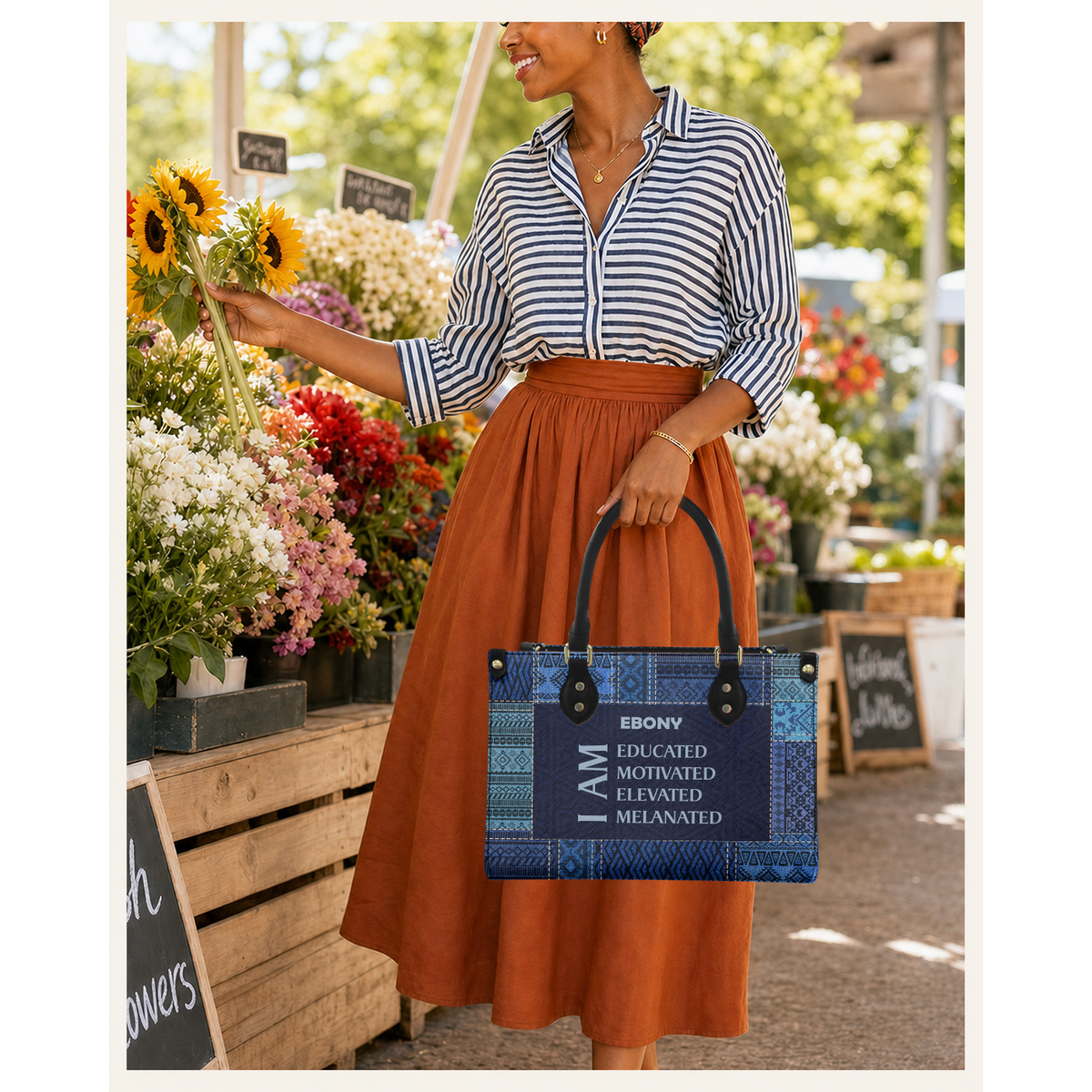 Personalized I Am Educated, Motivated, Elevated & Melanated Leather Handbag — C01 product image