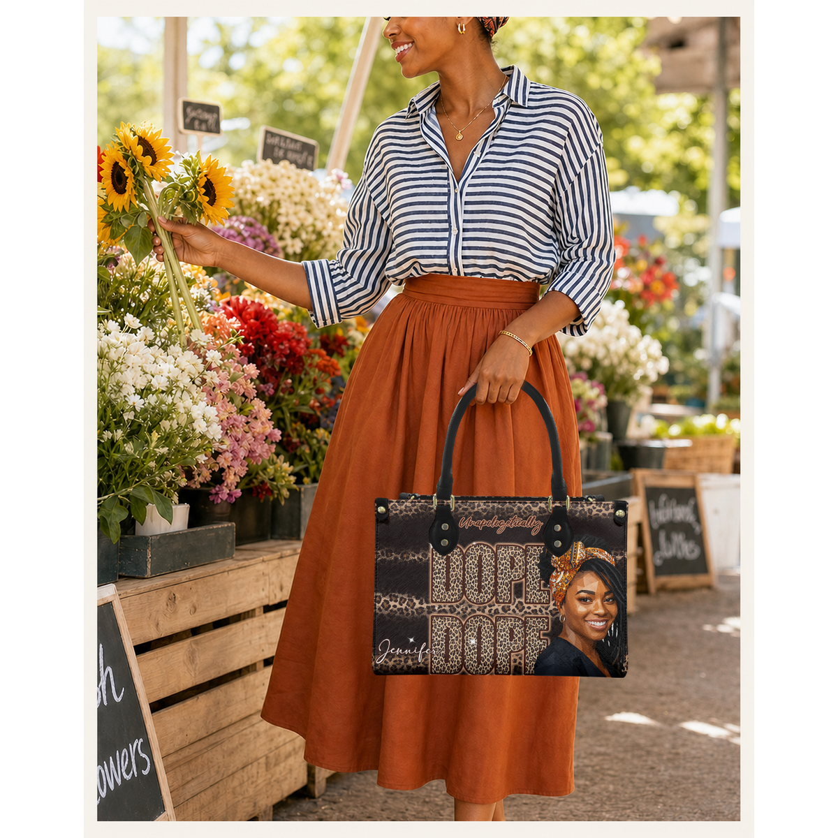 Personalized Unapologetically Dope Leather Handbag — C01 product image