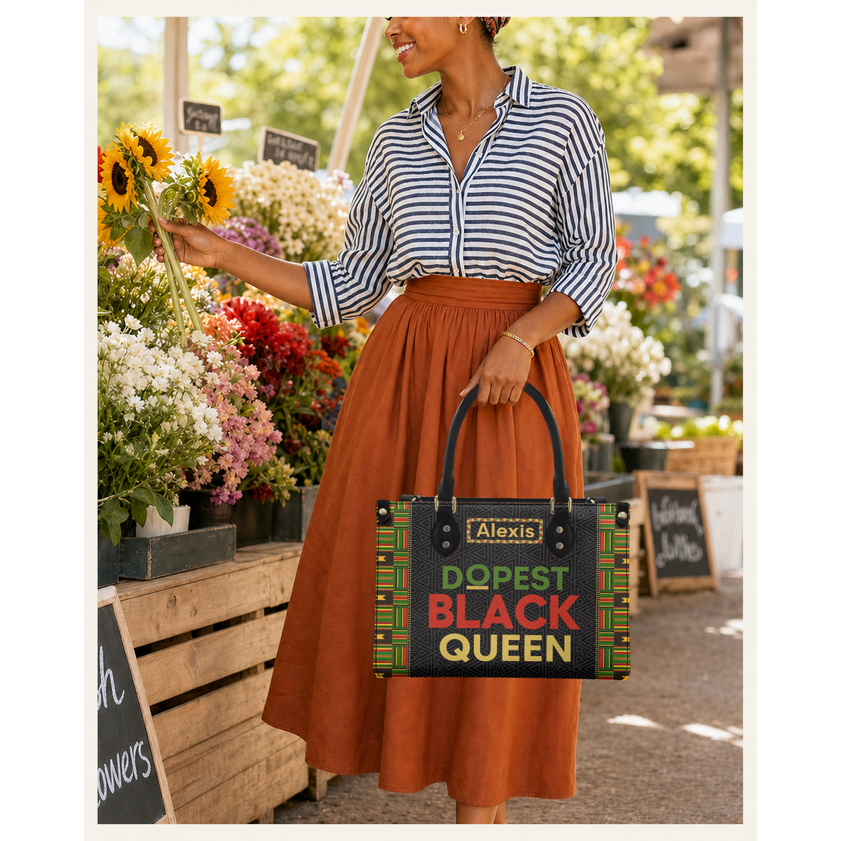 Personalized Dopest Black Queen Leather Handbag — C01 product image