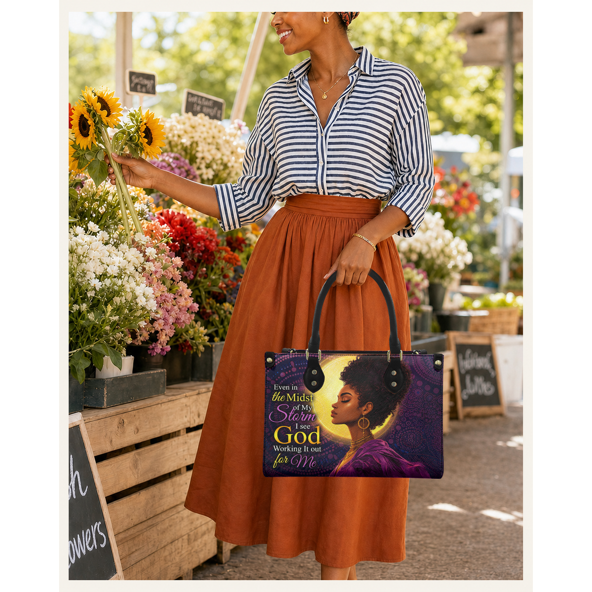 Personalized God Is Working It Out – V2 Leather Handbag — C01 product image