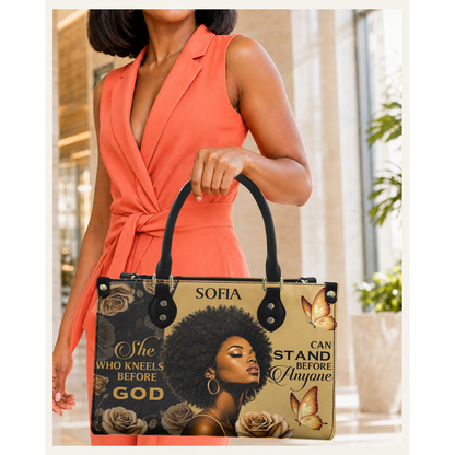 Personalized She Who Kneels Before God – V1 Leather Handbag — C08 product image