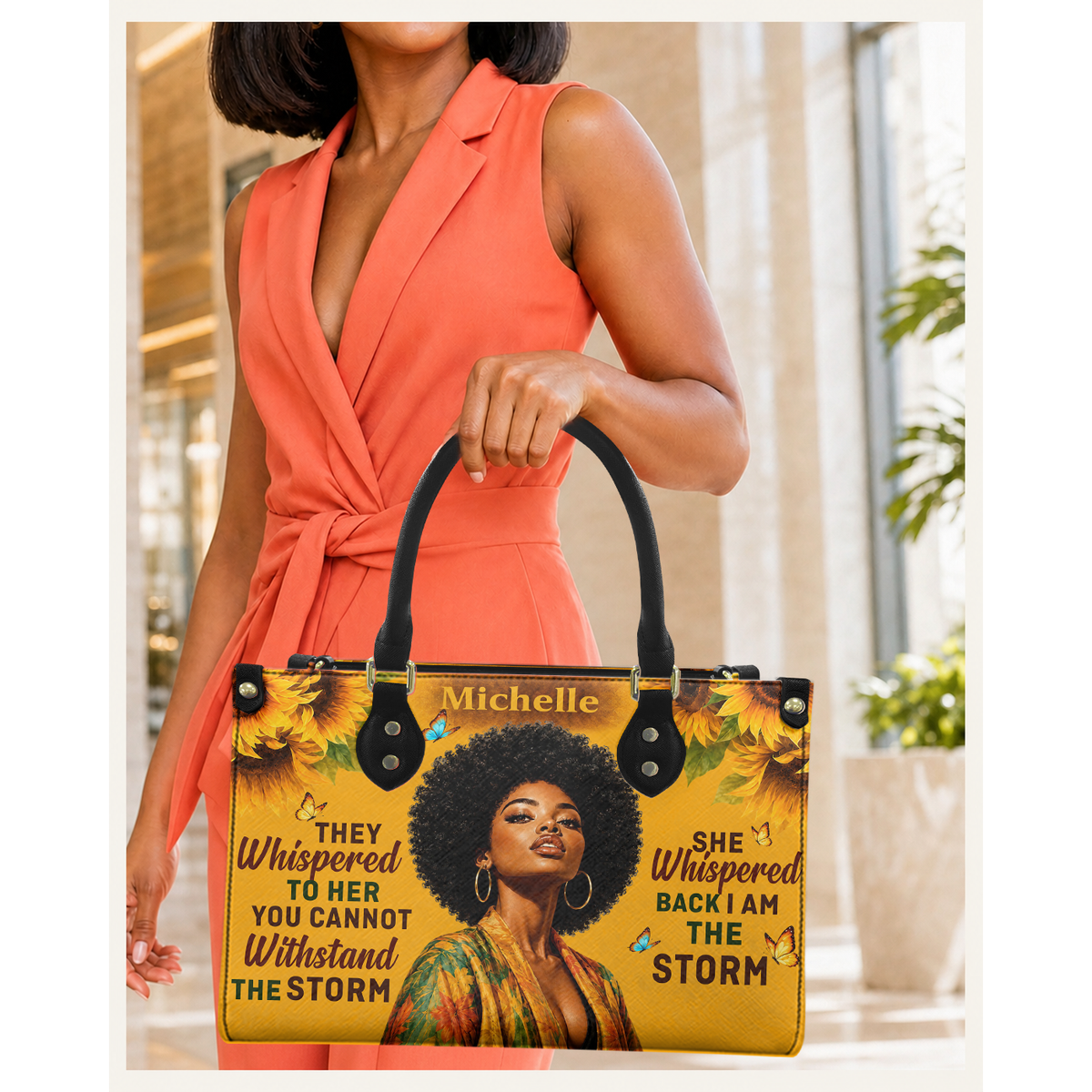 Personalized I Am The Storm – V2 Leather Handbag — C08 product image