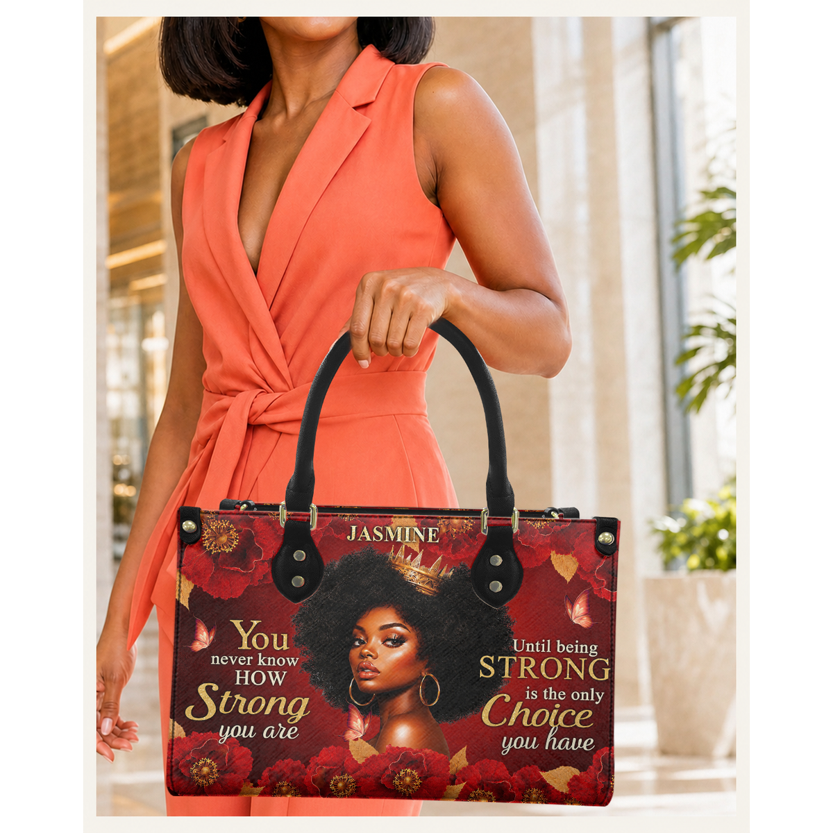 Personalized Strong Is The Only Choice Leather Handbag — C08 product image