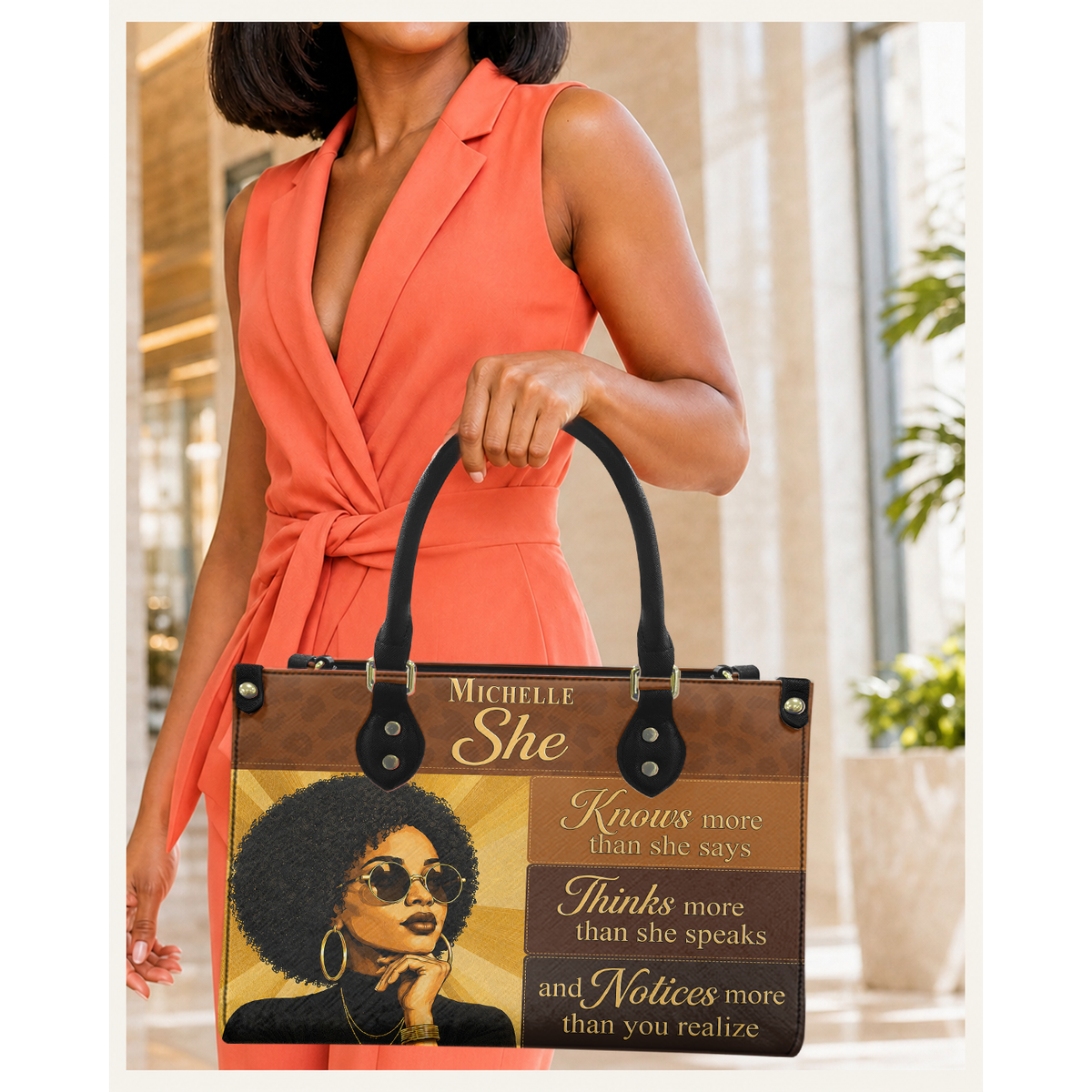 Personalized She Knows – V1 Leather Handbag — C08 product image