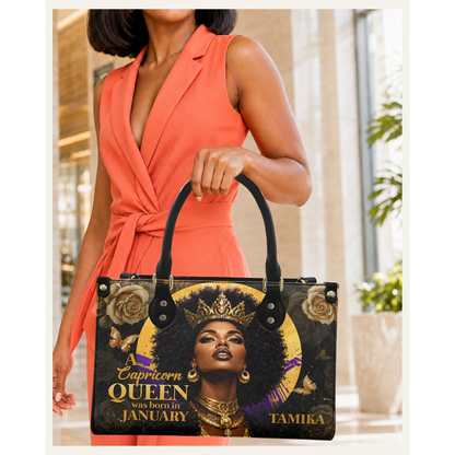 Personalized Zodiac Queen – V1 Leather Handbag — C08 product image