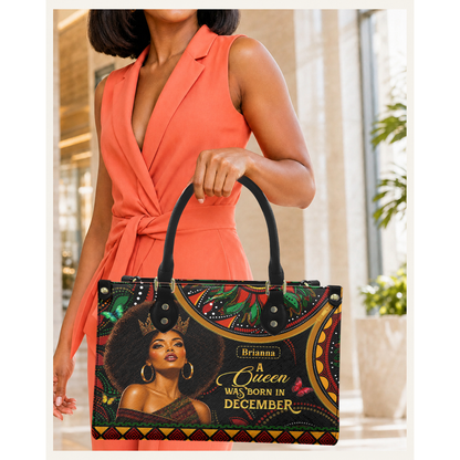Personalized Birth Month Queen – V1 Leather Handbag — C08 product image