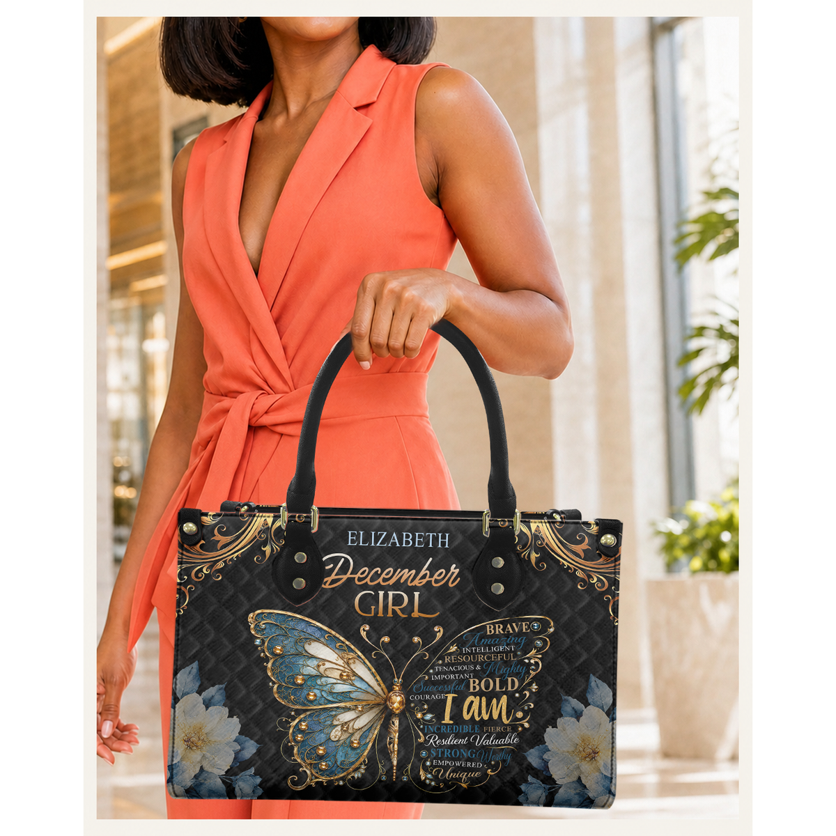 Personalized Birth Month Girl Leather Handbag — C08 product image