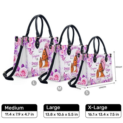 Personalized God Says I Am – V2 Leather Handbag — F01 product image