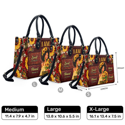 Personalized I Am Loved, Blessed, Strong & Enough Leather Handbag — F01 product image