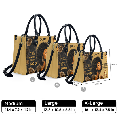 Personalized She Who Kneels Before God – V1 Leather Handbag — F01 product image