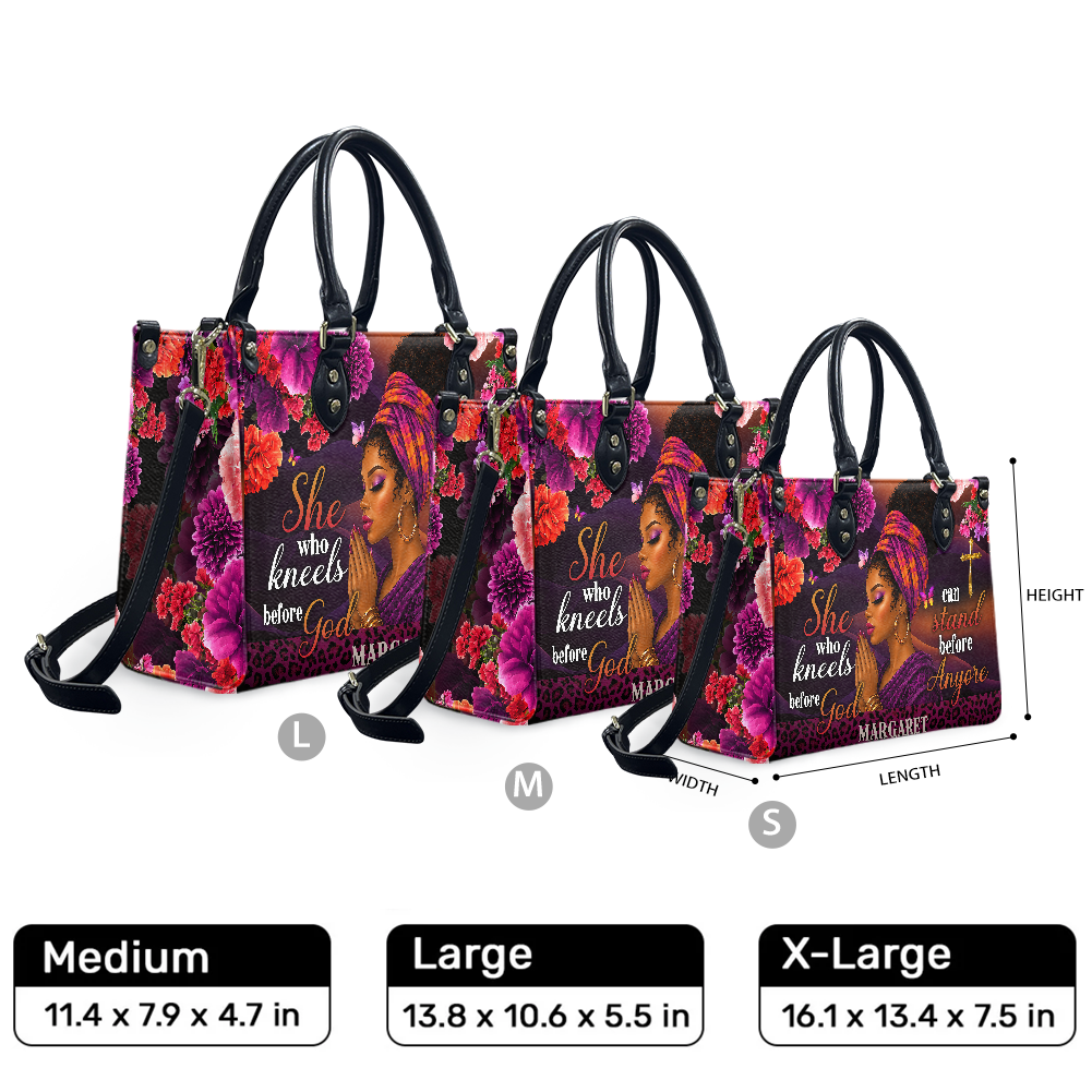 Personalized She Who Kneels Before God – V2 Leather Handbag — F01 product image