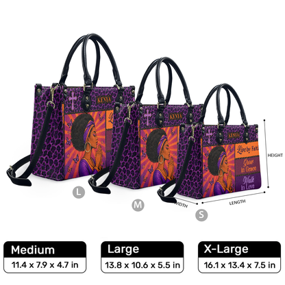 Personalized Live By Faith – V1 Leather Handbag — F01 product image