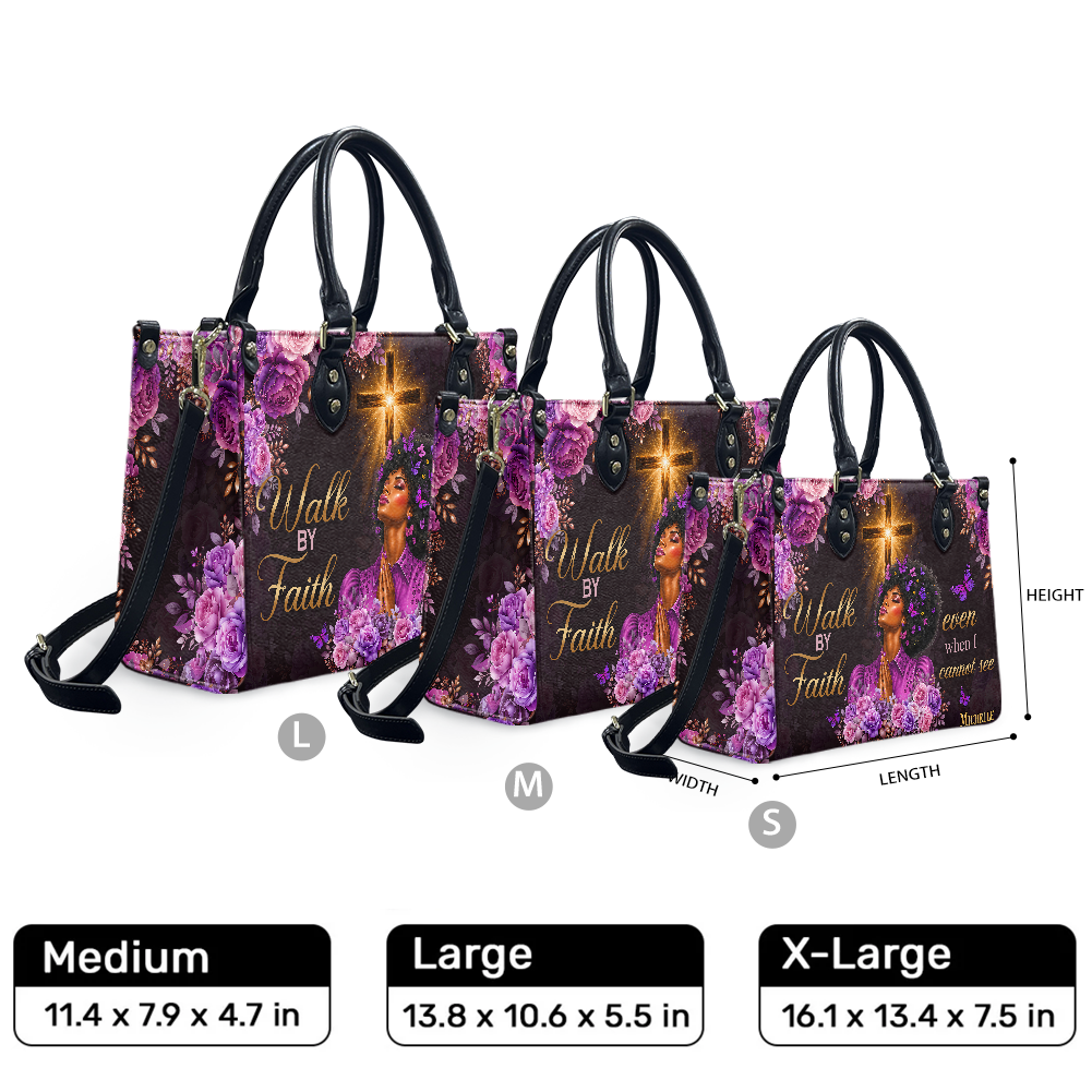 Personalized Walk By Faith Leather Handbag — F01 product image