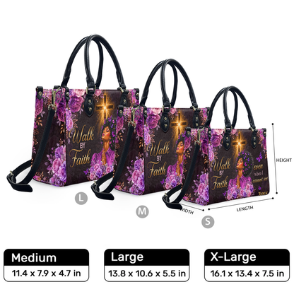 Personalized Walk By Faith Leather Handbag — F01 product image
