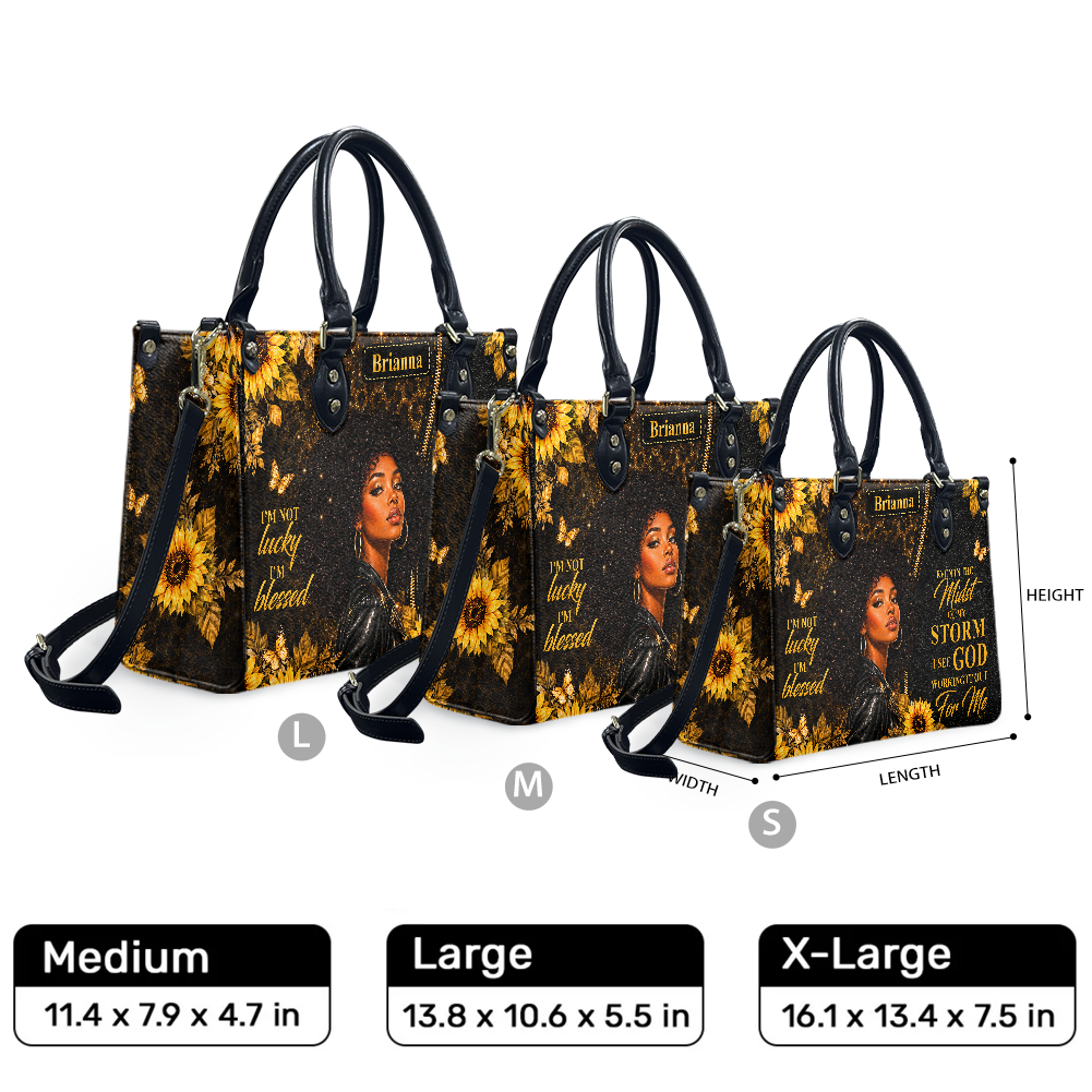 Personalized God Is Working It Out – V1 Leather Handbag — F01 product image