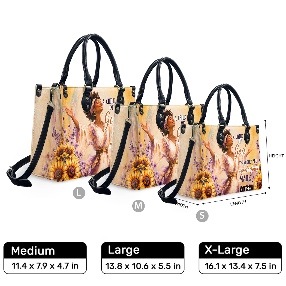 Personalized A Child Of God – V1 Leather Handbag — F01 product image