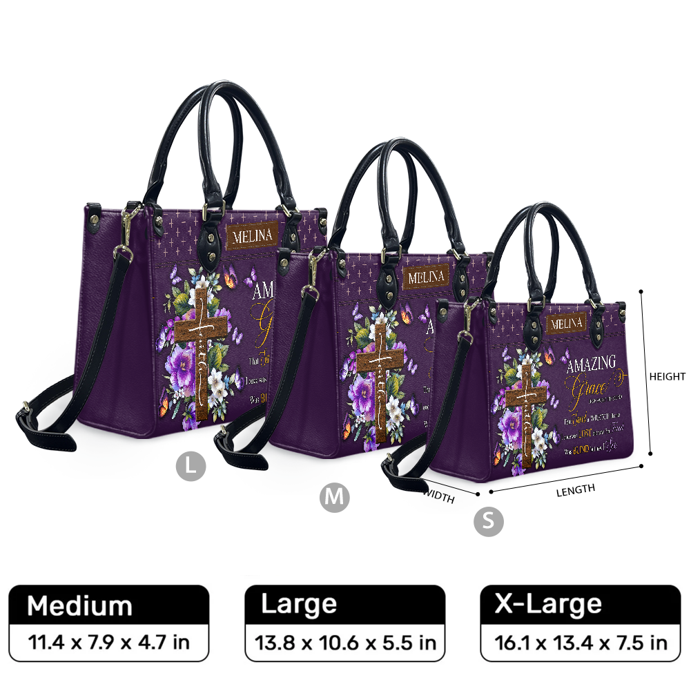 Personalized Amazing Grace Leather Handbag — F01 product image