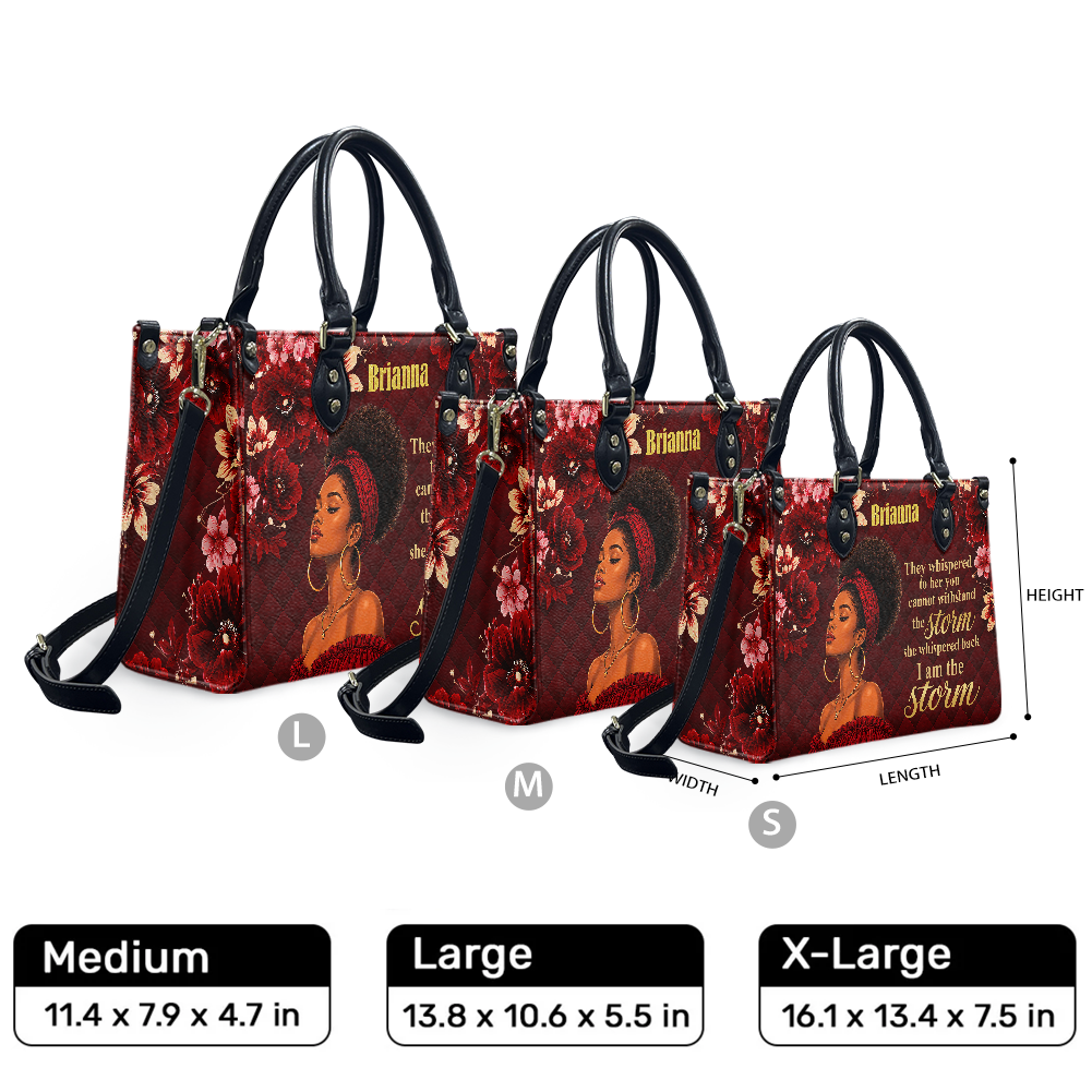 Personalized I Am The Storm – V1 Leather Handbag — F01 product image