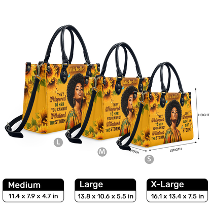 Personalized I Am The Storm – V2 Leather Handbag — F01 product image
