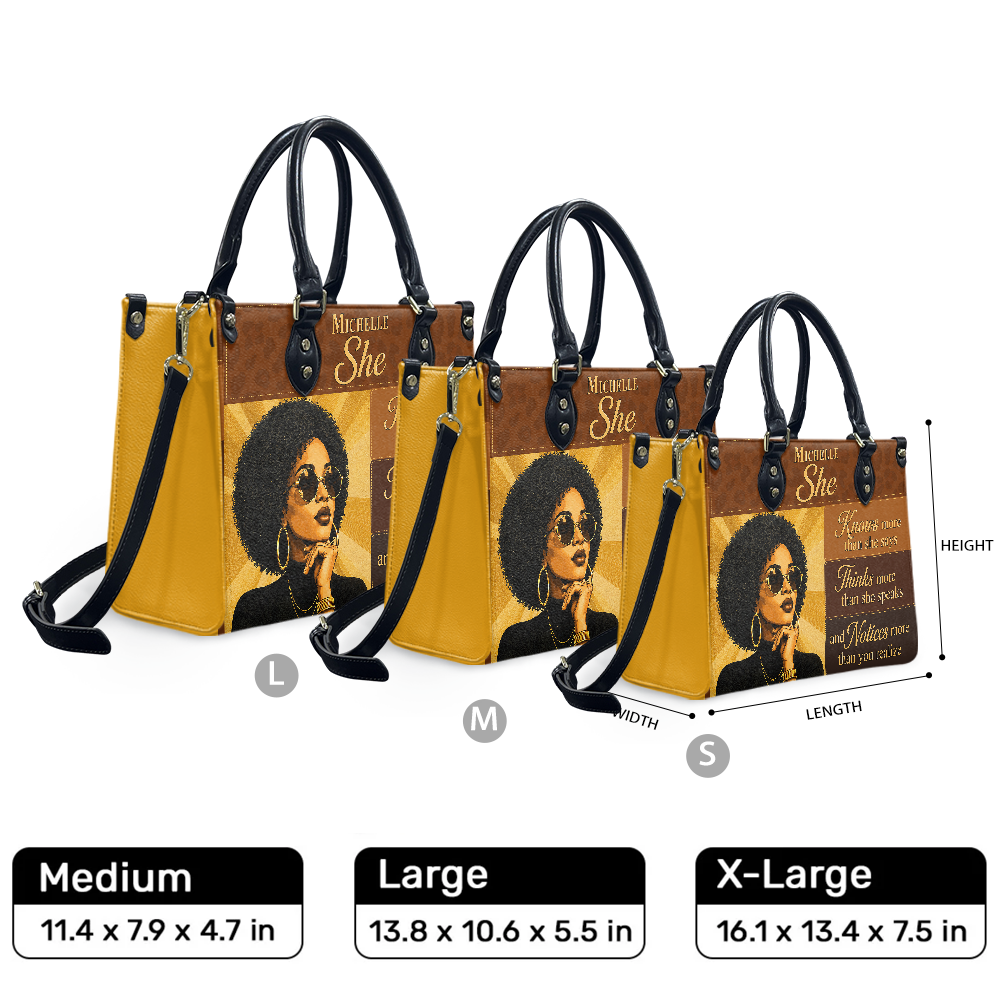 Personalized She Knows – V1 Leather Handbag — F01 product image