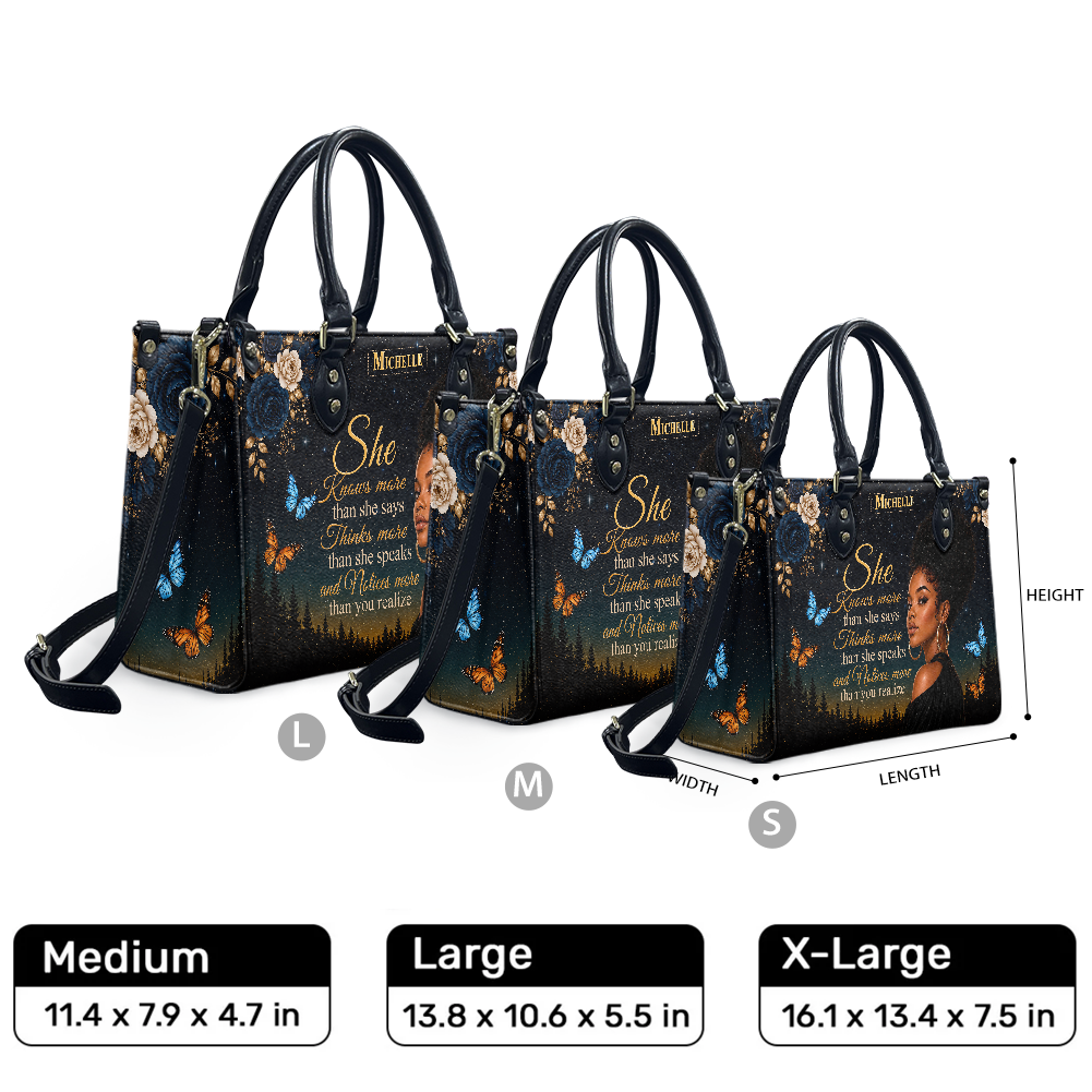Personalized She Knows – V2 Leather Handbag — F01 product image