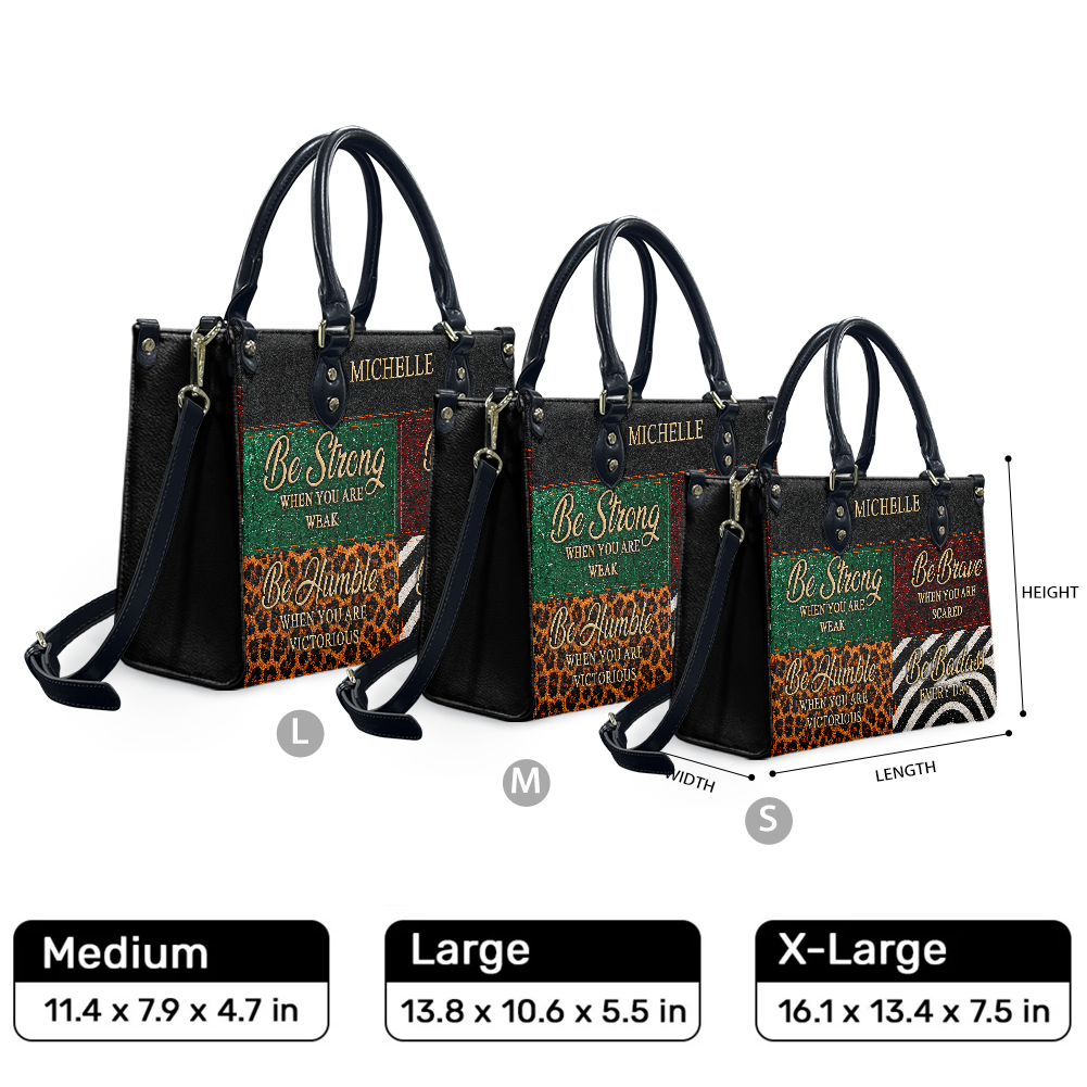 Personalized Be Strong, Brave, Humble & Badass Leather Handbag — F01 product image