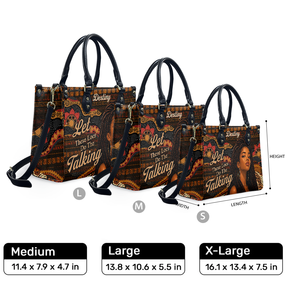 Personalized Let These Locs Do The Talking Leather Handbag — F01 product image