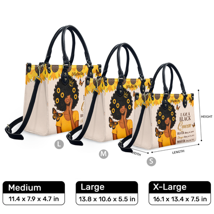 Personalized I Am A Black Queen – V1 Leather Handbag — F01 product image