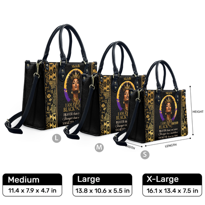 Personalized I Am A Black Queen – V2 Leather Handbag — F01 product image