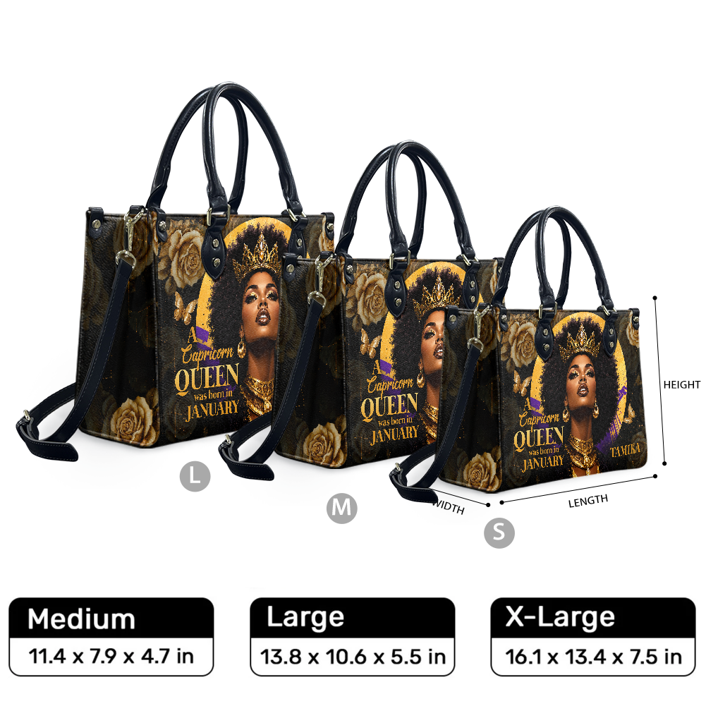 Personalized Zodiac Queen – V1 Leather Handbag — F01 product image