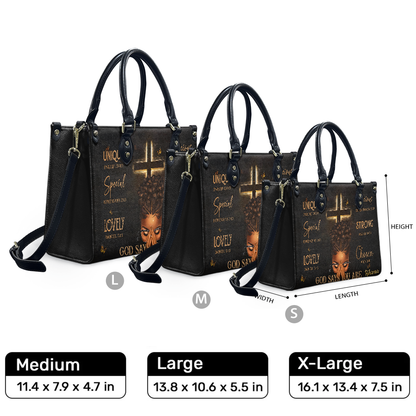 Personalized God Says You Are Leather Handbag — F01 product image