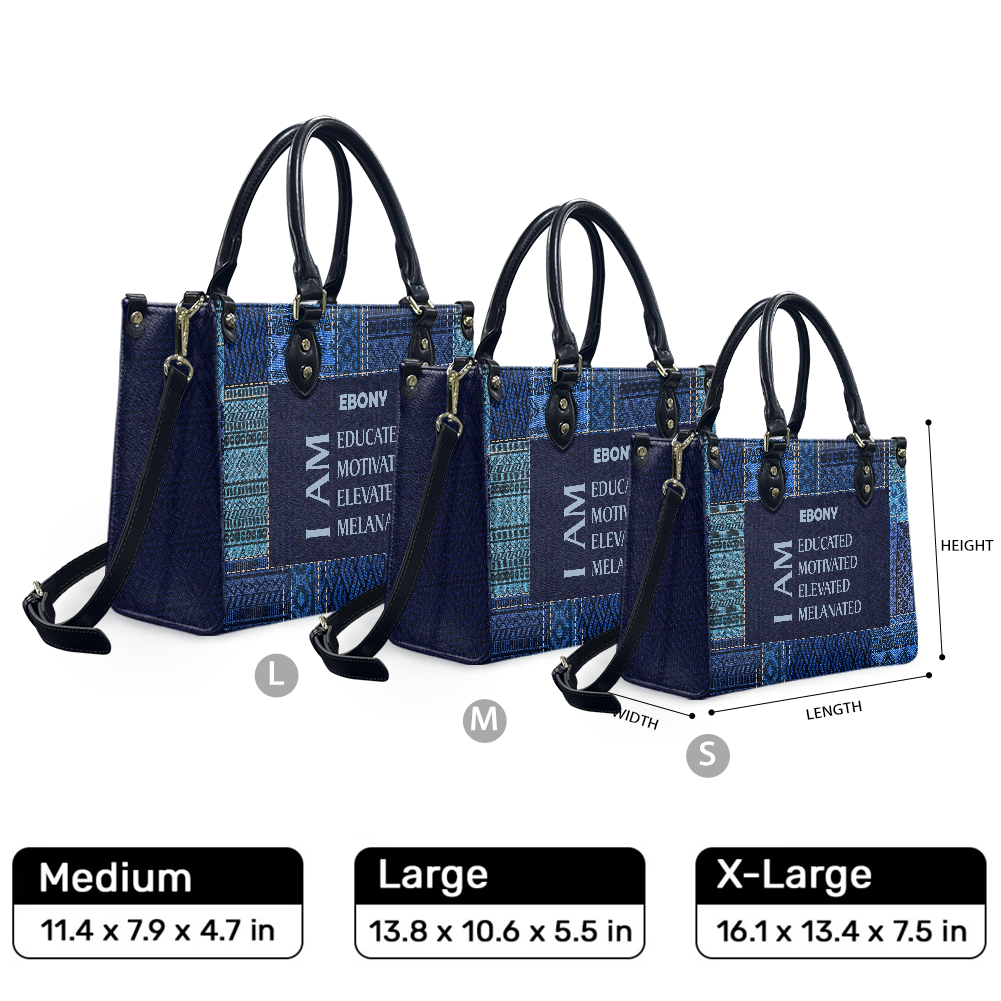 Personalized I Am Educated, Motivated, Elevated & Melanated Leather Handbag — F01 product image