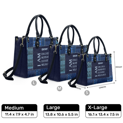 Personalized I Am Educated, Motivated, Elevated & Melanated Leather Handbag — F01 product image
