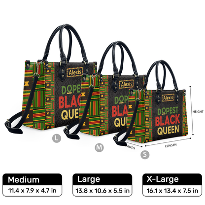 Personalized Dopest Black Queen Leather Handbag — F01 product image