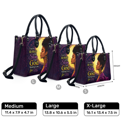 Personalized God Is Working It Out – V2 Leather Handbag — F01 product image
