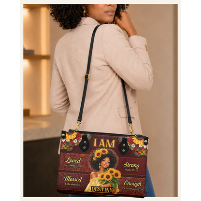Personalized I Am Loved, Blessed, Strong & Enough Leather Handbag — C06 product image