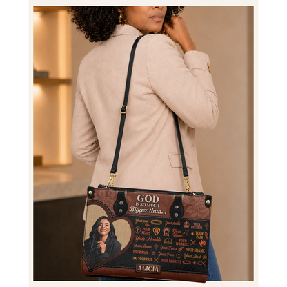 Personalized God Is Bigger Than Leather Handbag — C06 product image