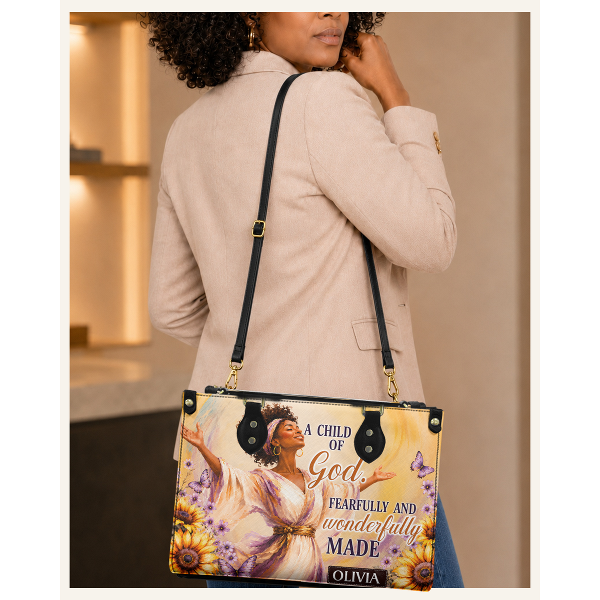 Personalized A Child Of God – V1 Leather Handbag — C06 product image