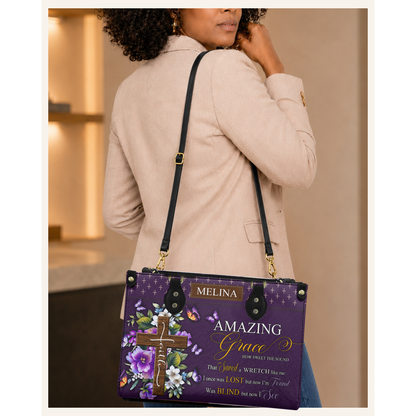 Personalized Amazing Grace Leather Handbag — C06 product image