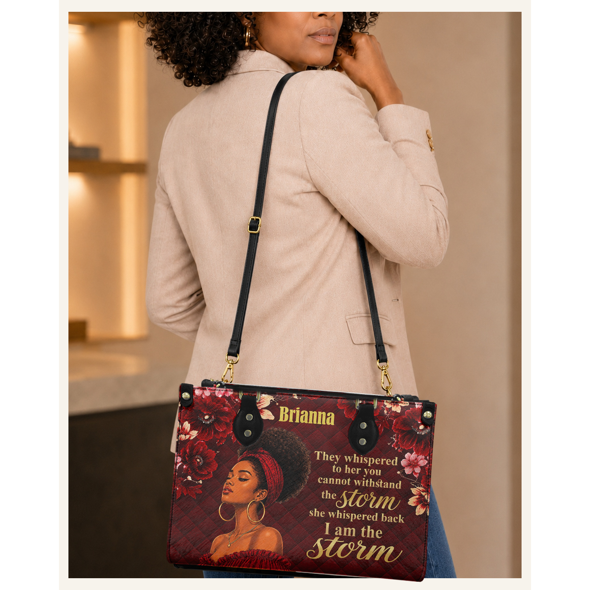 Personalized I Am The Storm – V1 Leather Handbag — C06 product image