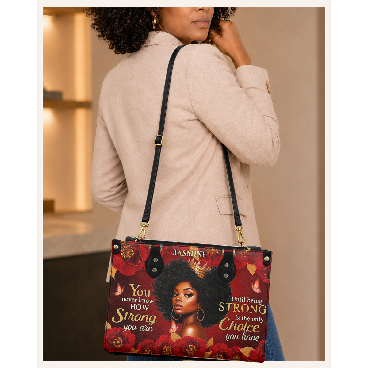 Personalized Strong Is The Only Choice Leather Handbag — C06 product image