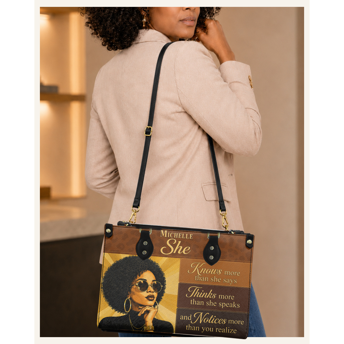 Personalized She Knows – V1 Leather Handbag — C06 product image